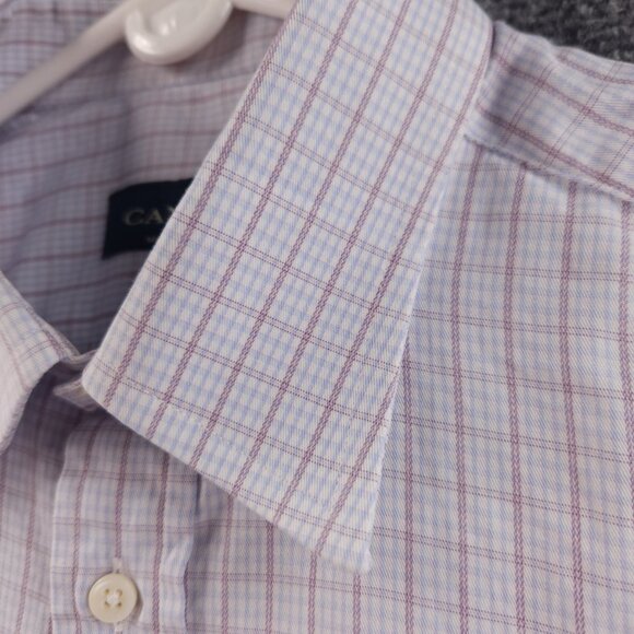 Canali Blue Purple Italy Check All Cotton 15.5 Button Up Luxury Long Sleeve Men - Picture 7 of 16